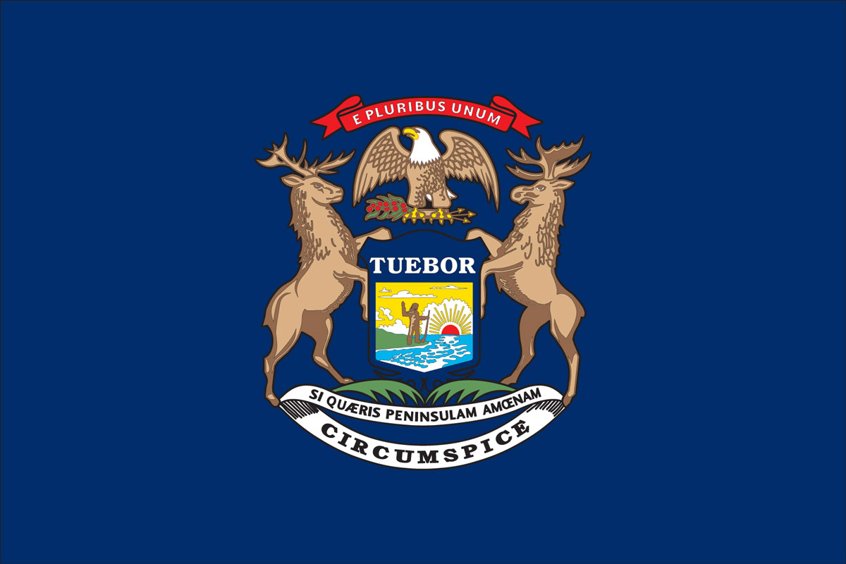 12x18" Nylon flag of State of Michigan